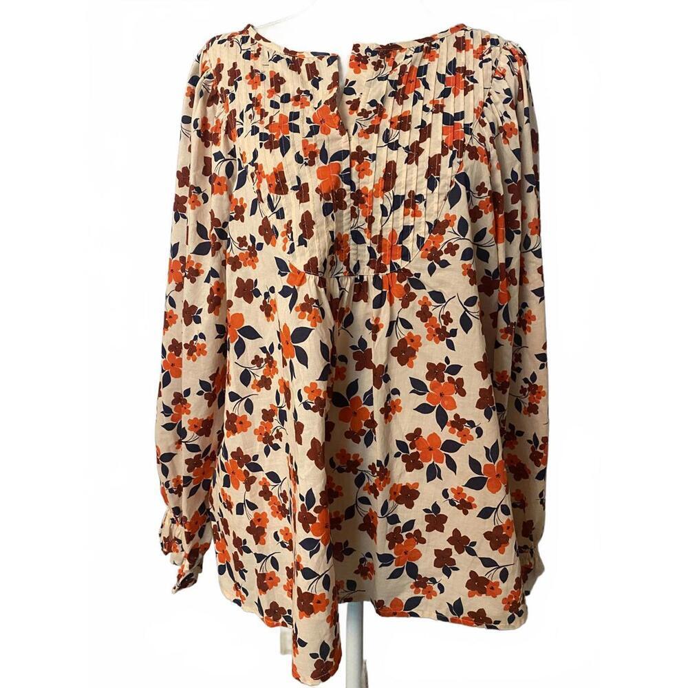 Elizabeth and James Floral Print Bohemian Blouse 100% Cotton Large - Picture 2 of 15